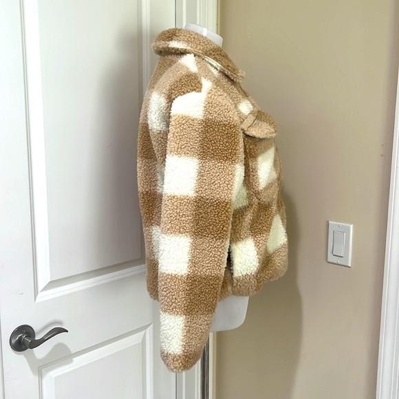 Avec Les Filles Plaid Faux Fur Trucker Shacket Jacket Size Medium - Picture 3 of 10